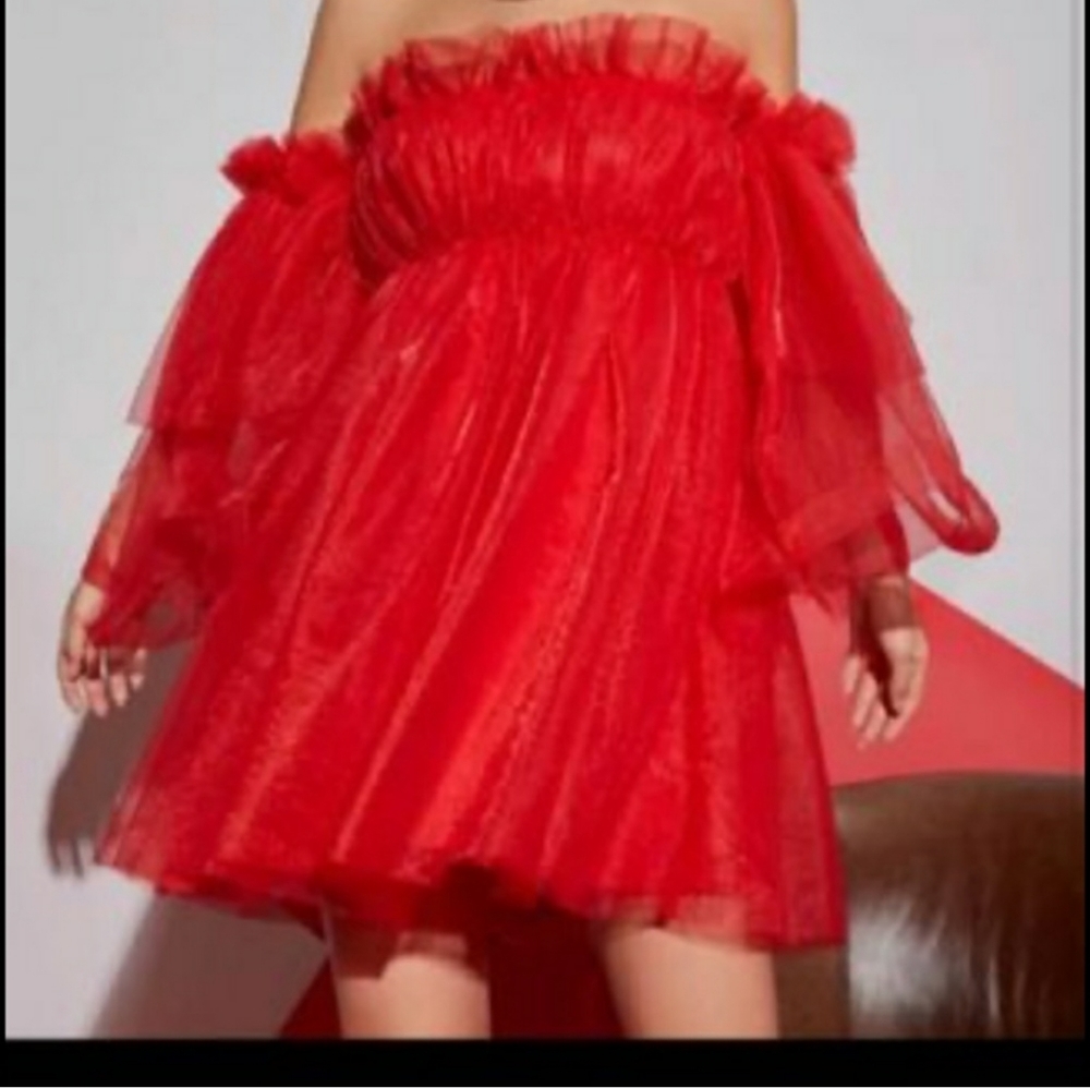 New w/ tags red puff dress